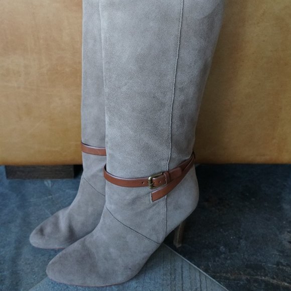 Coach Ash Heel Boot Tall Suede Slouch Boots. - Picture 1 of 12